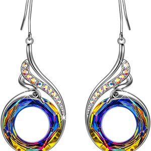 Rise From the Ashes" Phoenix Earrings, Sterling Silver Dangle Earrings with Crys